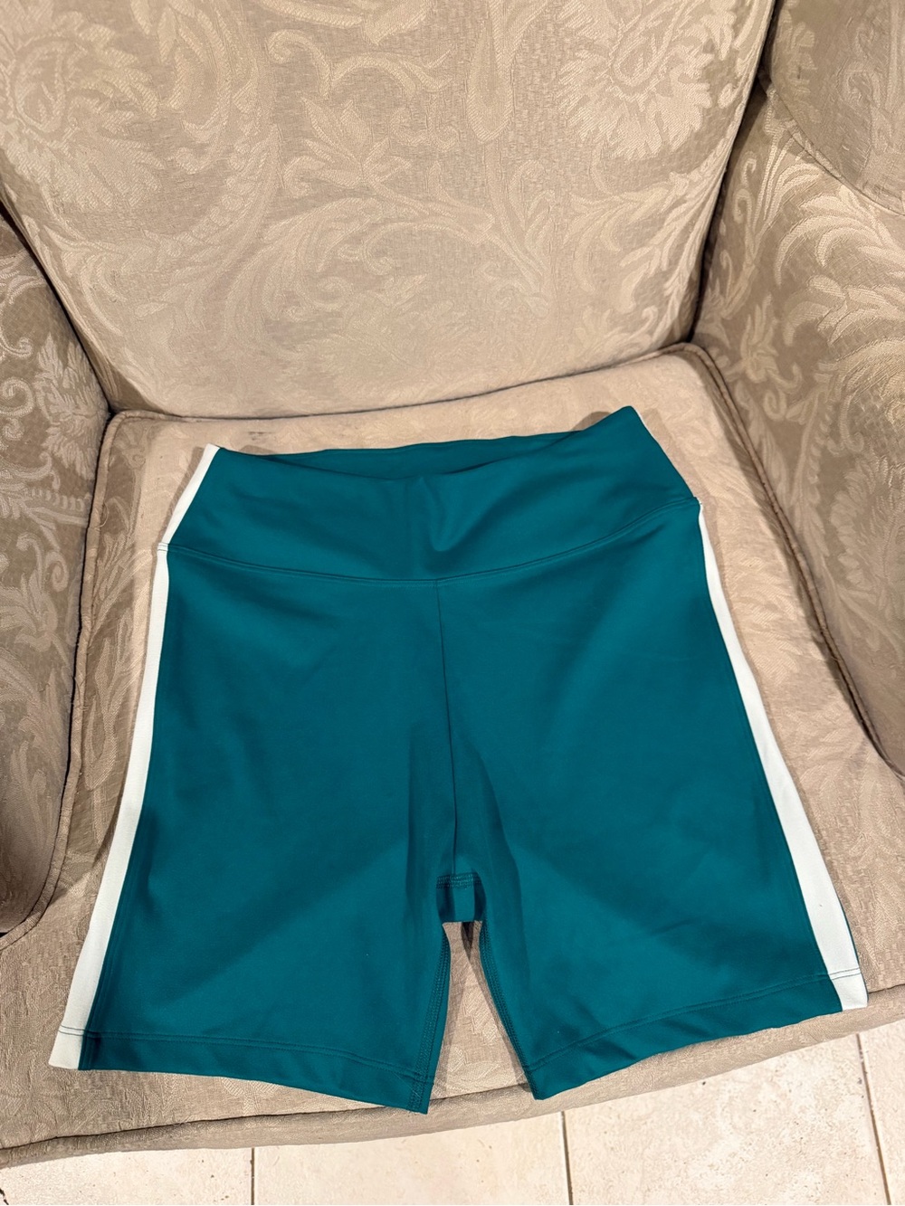 PINK Victoria's Secret Teal Bike Shorts with White Side Panels